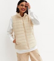 New Look Stone High Neck Puffer Gilet